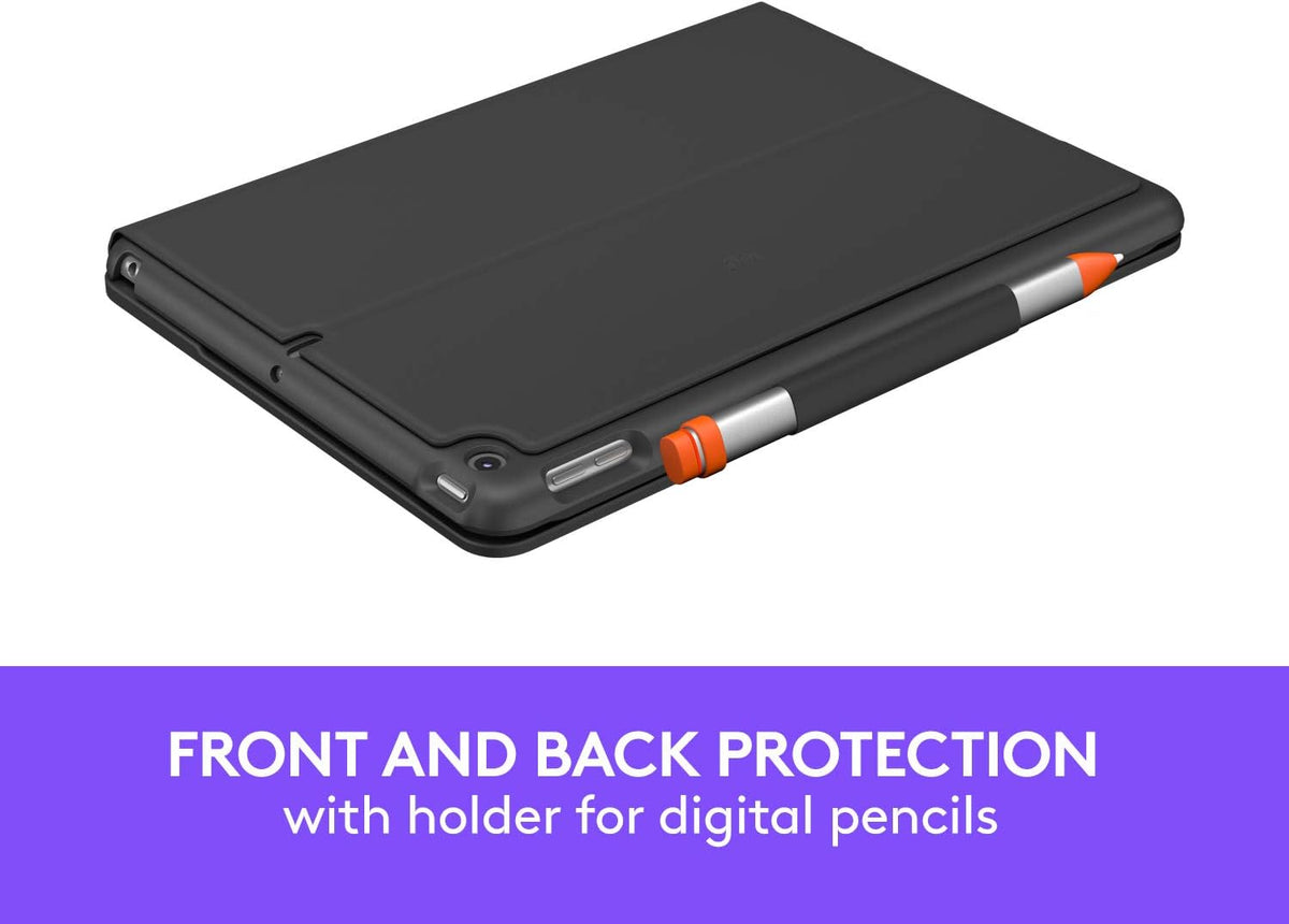 Logitech IPad (7th, 8th and 9th Generation) Keyboard Case Slim Folio (Graphite) Used Like New